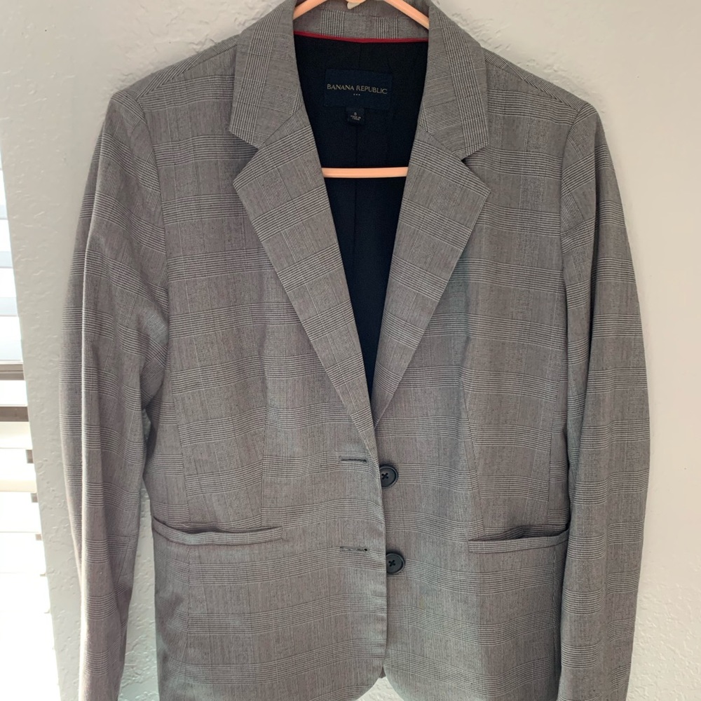 Banana Republic Gray Plaid Blazer
